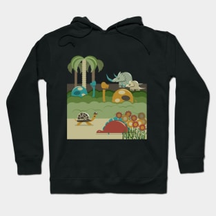 Vintage style poster of cute animals in the jungle Hoodie